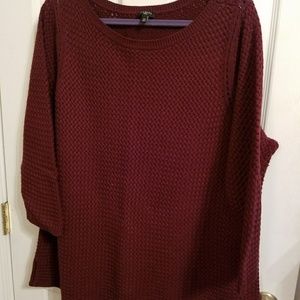 Talbots burgundy knitted care neck sweater 3X